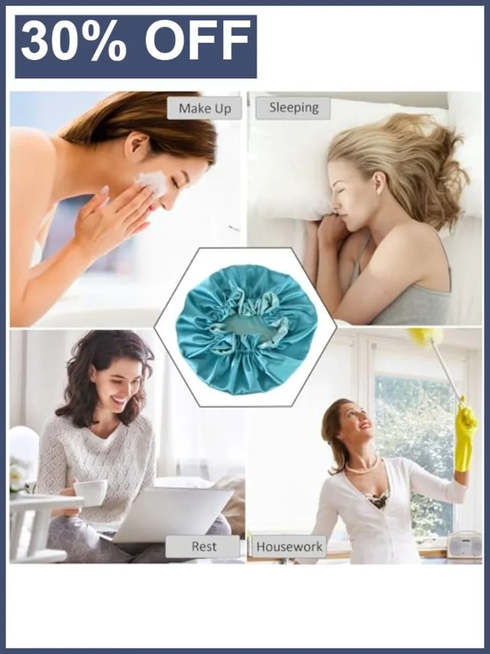 Double Layer Satin Sleep Bonnet for Women, Reversible Hair Cap for Natural Hair